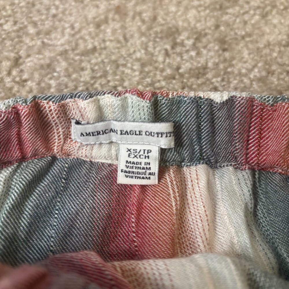 American Eagle Women's Multi Color Striped Ruffle Tube Crop Top Size XS #128 - Picture 6 of 6